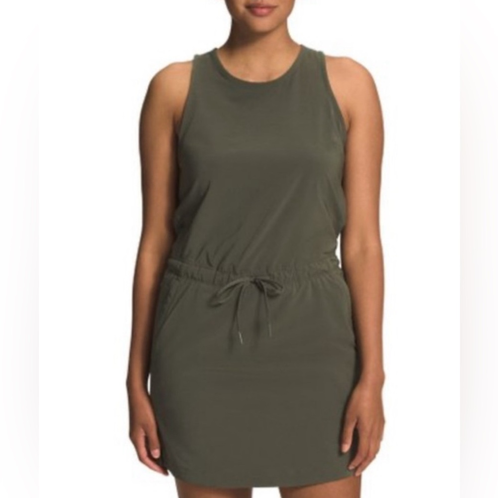 New Xersion Studio Dark Evergreen tank top dress drawstring waist